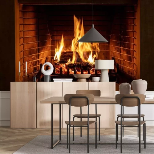 Fototapete Holz im Kamin