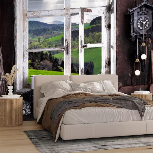 Fototapete Zimmer in einem Landhaus mit Fensterblick