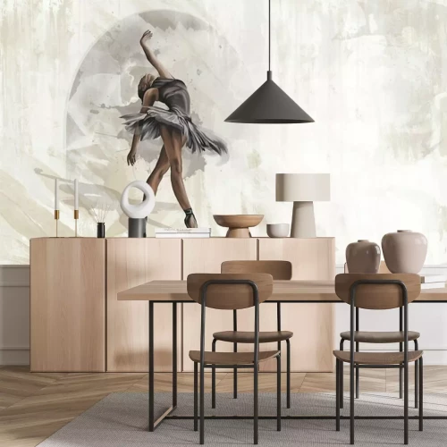 Fototapete Tanzende Ballerina im schwarzen Kleid