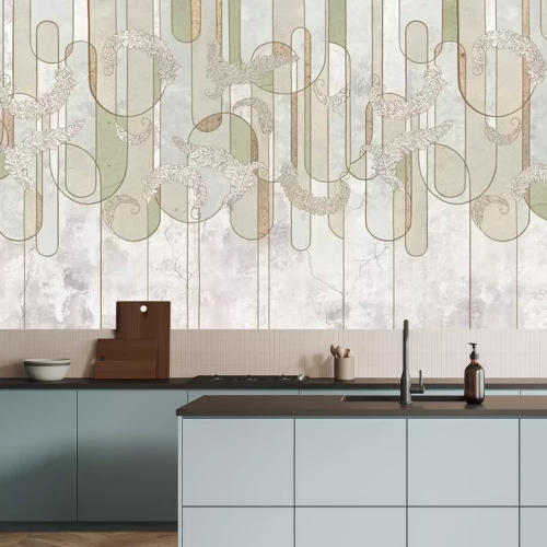 Fototapete Design in the loft, classic, baroque, modern, rococo style. Graphic geometry on concrete grunge background. Photo wallpaper, mural, wallpaper, card, postcard design.