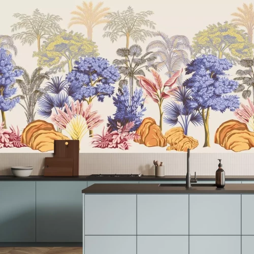 Fototapete Bunte tropische Pflanzen im Dschungel