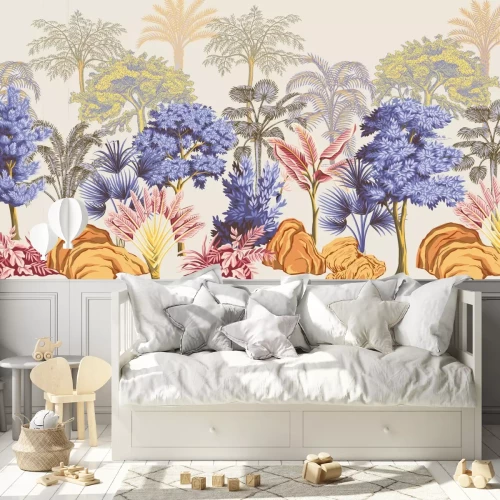 Fototapete Bunte tropische Pflanzen im Dschungel