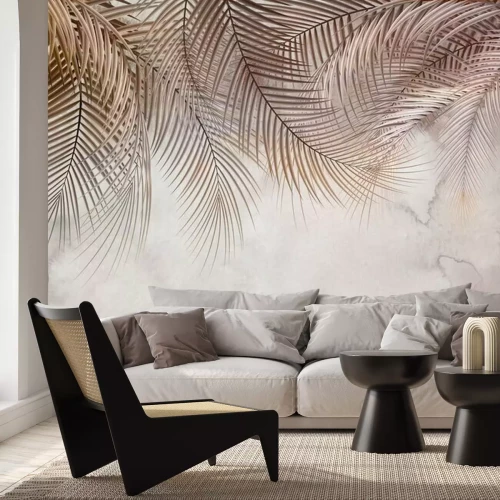 Sticker Exotische Palmenblätter auf beigem Hintergrund