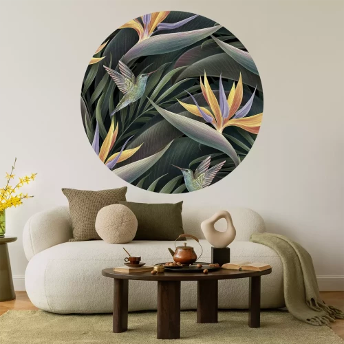 Sticker Wilde Paradiesvogelblumen und Kolibris