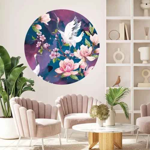 Sticker Kraniche und Magnolien