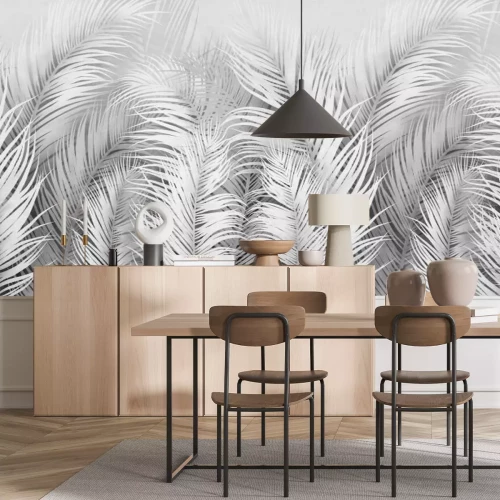Fototapete Helle tropische Blätter monochromatisches Muster