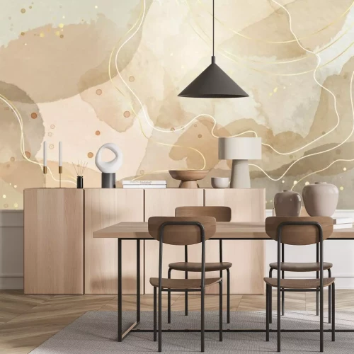 Fototapete Modernes Muster mit Flecken und Punkten in Beigetönen