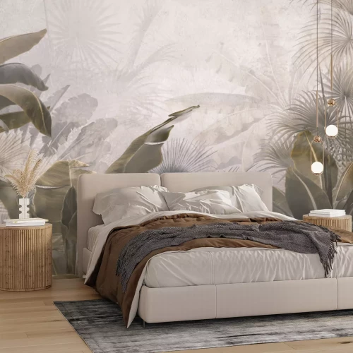 Fototapete Nebliger Dschungel mit üppiger Vegetation