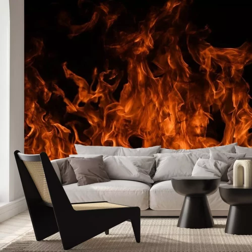 Fototapete Flammen des Feuers in Orangetönen