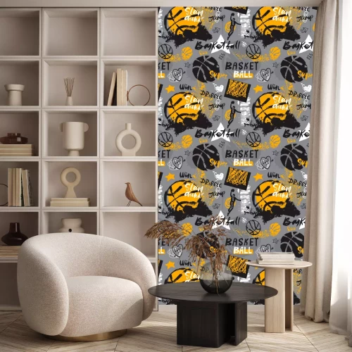 Tapete Basketball - Sportmuster im Grunge-Stil