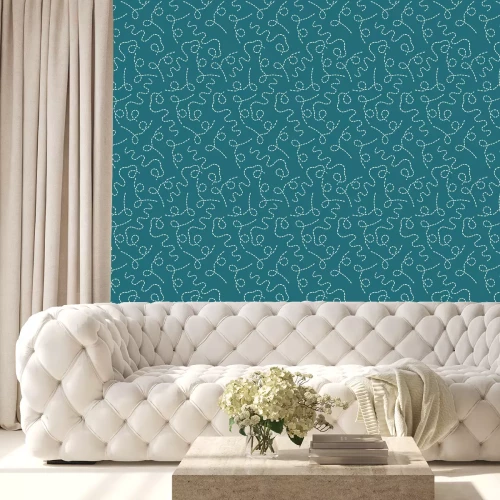 Tapete Striche auf türkisem Hintergrund