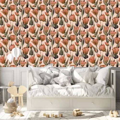 Tapete Muster mit Tulpen