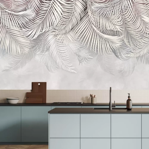 Fototapete Tropische Palmblätter auf grauem Hintergrund