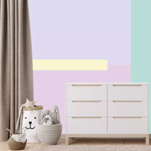 Fototapete Pastellquadrate mit einem gelben Streifen