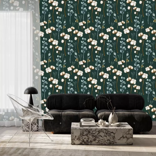 Tapete Blühende Baumwolle