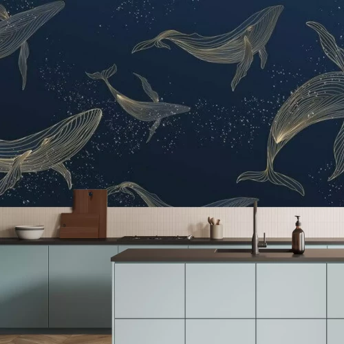 Fototapete Wale in dunklen Gewässern