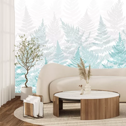 Fototapete Wald von Farnen in Blau