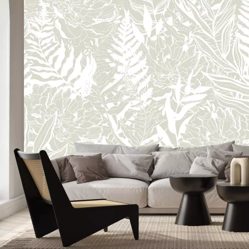 Fototapete Waldhain mit Farnen nach Regen