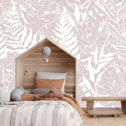 Fototapete Waldhain mit Farnen im Herbst