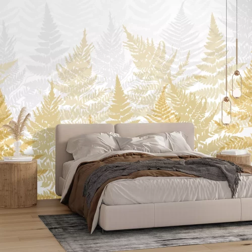 Fototapete Wald von Farnen in Gelb