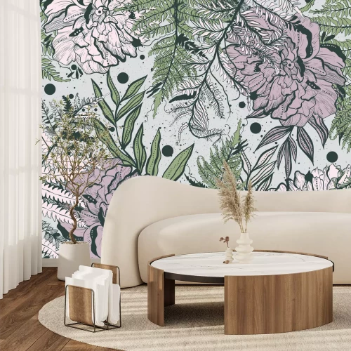 Fototapete Blättriges gedämpftes Grün