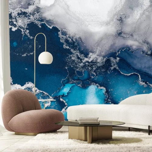 Fototapete Abstrakte moderne Komposition aus blauem Marmor