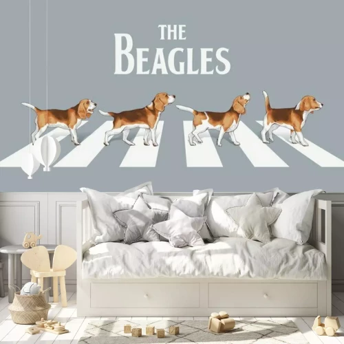 Fototapete Beagle an einem Fußgängerüberweg