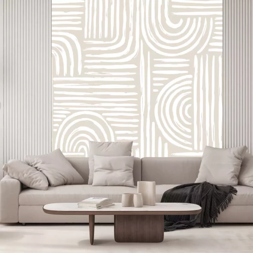 Sticker Weiße Abstraktionsformen auf beigem Hintergrund