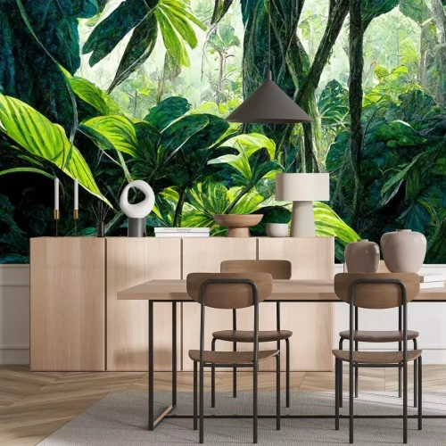 Fototapete Das satte Grün des Dschungeldickichts