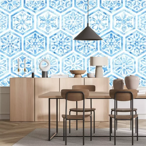 Sticker Sechseckige marokkanische Aquarellverzierung