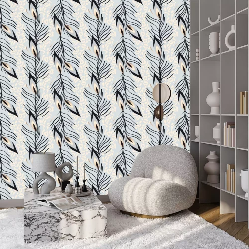 Tapete Tierisches Glamour-Muster und Blätter