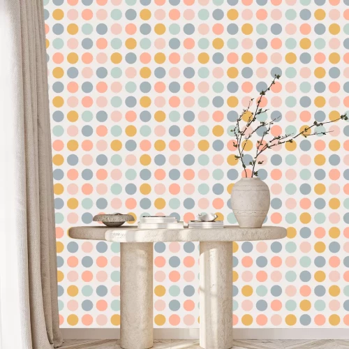 Tapete Retro-Pastell-Polka-Dot-Ästhetik