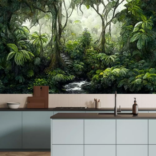 Fototapete Gemalt Grün des Dschungels