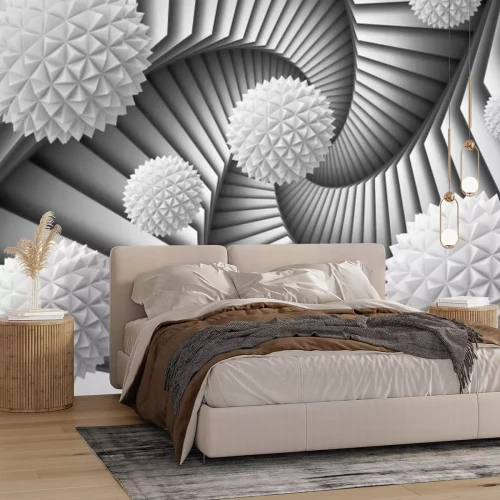 Fototapete 3D-Illustration einer Spirale mit Kugeln
