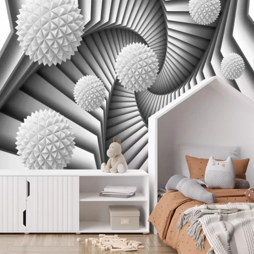 Fototapete 3D-Illustration einer Spirale mit Kugeln