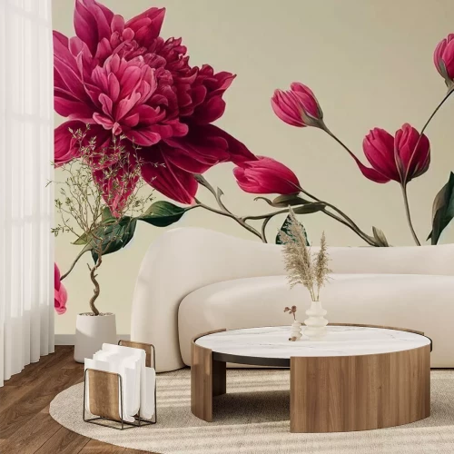 Fototapete Blühende rote Pfingstrose