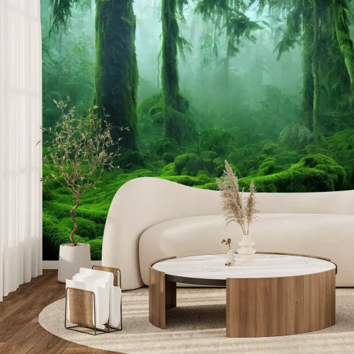 Fototapete Grüner Wald bedeckt mit Moos