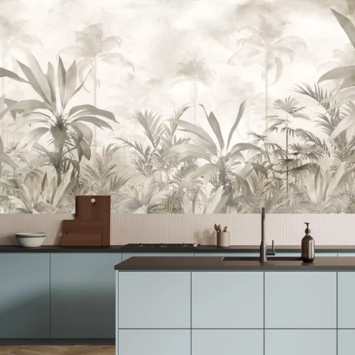 Fototapete Tropische Bäume und Blätter Vintage Naturlandschaft