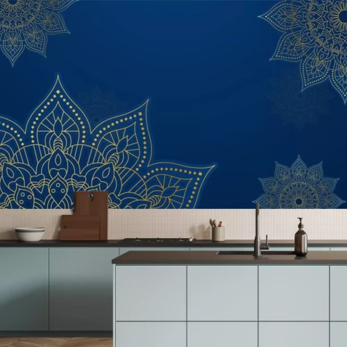Sticker Orientalisches Mandala auf blauem Hintergrund