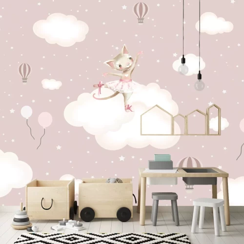 Fototapete Tanzende Tiere auf kleinen Wolken