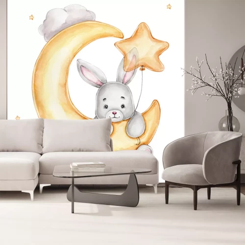 Sticker Häschen auf dem Mond