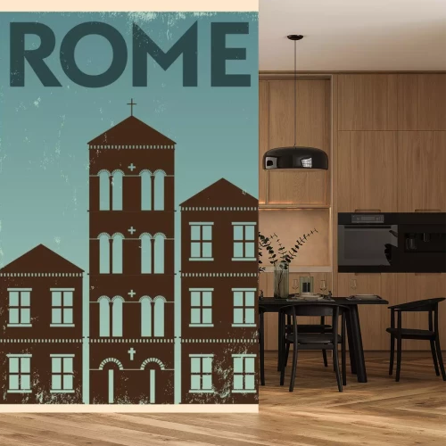 Sticker Weinlese-Rom Stadt-Plakat