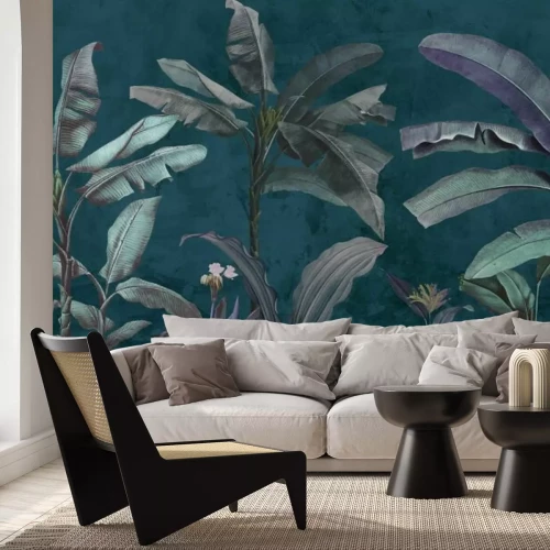 Fototapete Tropische Bananenbäume auf dunklem Hintergrund