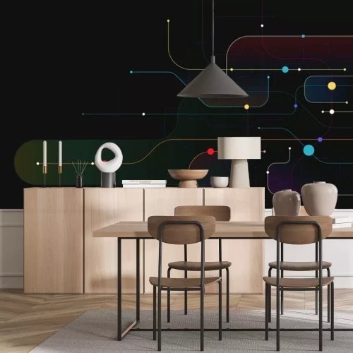 Fototapete Geometrische digitale Elemente - ein modernes Muster