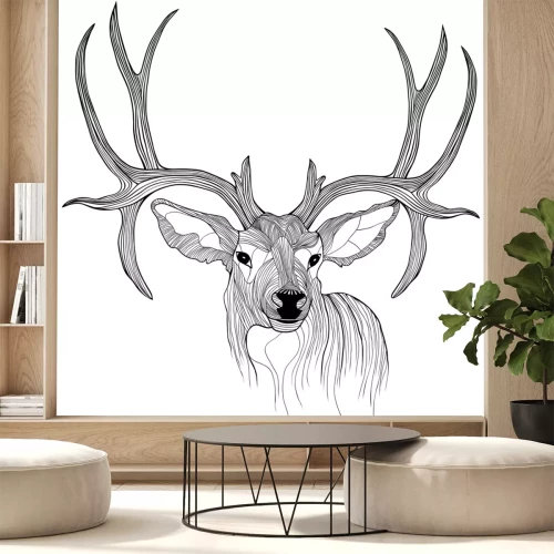 Sticker Waldtiere Hirsch Line Art Stil