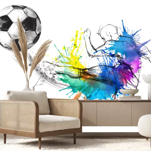 Sticker Aquarellzeichnung eines Fußballspielers