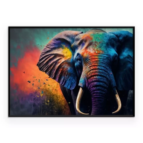 Poster Realistisches Gemälde eines farbenfrohen Elefanten