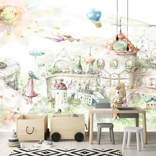 Fototapete Schloss in einer magischen Stadt