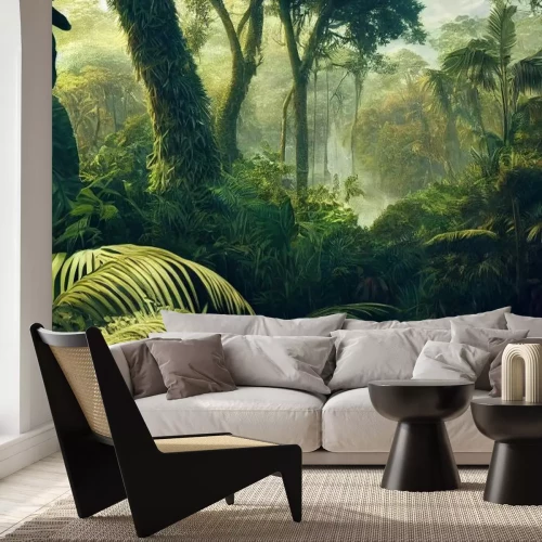 Fototapete Abstrakte Landschaft grüne Dschungel mit tropischen Pflanzen