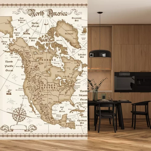 Fototapete Eine alte Vintage-Karte von Nordamerika